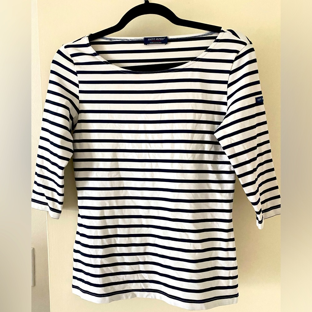 Saint James Galathee 3/4 sleeve striped tee, Size 6